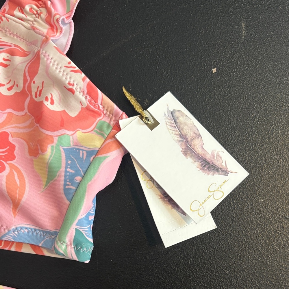 Jessica Simpson Pink and Blue Floral Bikini - Picture 2 of 6